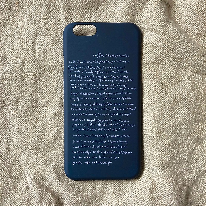 Indispensable things Life list / dark blue hard shell / text phone shell - Phone Cases - Plastic Blue