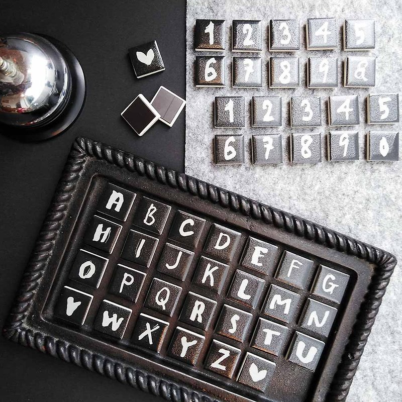 | BLACK BLACK | Alphabet Tile Magnet-1pc - Magnets - Pottery Black