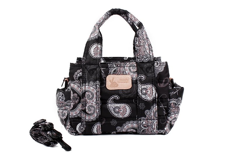 [Small size and large capacity] Mini Mini three-layer bag-Paisley PLUS - กระเป๋าคุณแม่ - เส้นใยสังเคราะห์ สีดำ