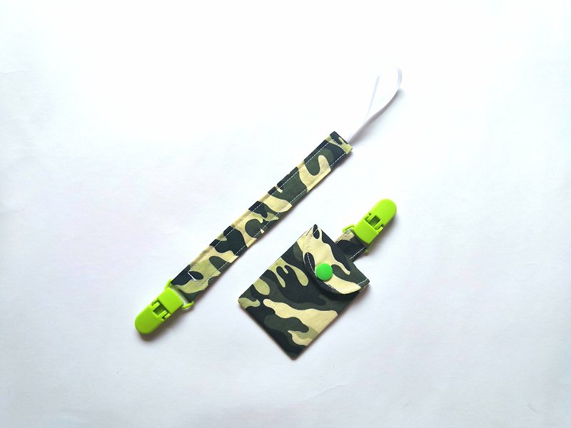 Pacifier clip safe bag combination camouflage - ซองรับขวัญ - ผ้าฝ้าย/ผ้าลินิน สีเขียว