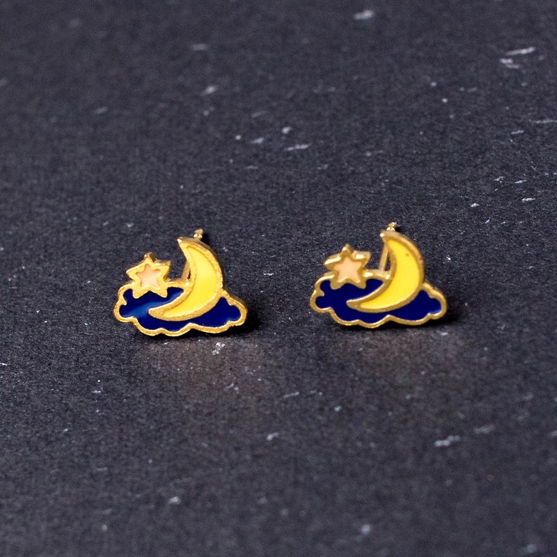 Goodnight Moon Space Mission Earrings and Clip-On - Earrings & Clip-ons - Enamel Yellow