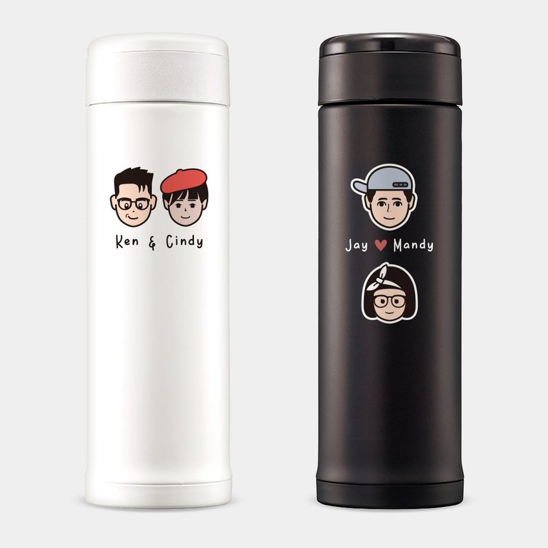 【客製化禮物】禮物 Q版頭像 象印不鏽鋼保溫杯 保溫瓶 PU041 - 保溫瓶/保溫杯 - 不鏽鋼 白色