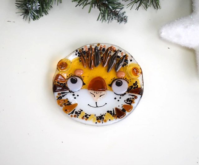 虎と小さな融合ガラスプレート-クリスマスプレゼント用のデザート