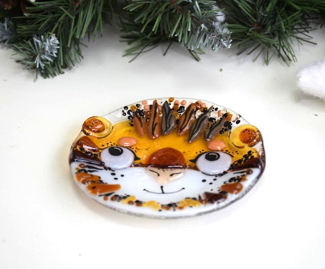 虎と小さな融合ガラスプレート-クリスマスプレゼント用のデザート