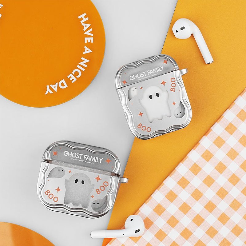 Small Ghost Orange AirPods 1/2/3/Pro Headphone Case Soft Case - เคส/ซองมือถือ - วัสดุอื่นๆ 
