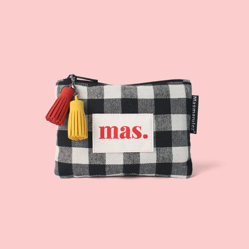 Korean Designer Brand Masmarulez Anesthetic Cosmetic Bag - Plaid Series Multicolor - Toiletry Bags & Pouches - Cotton & Hemp 