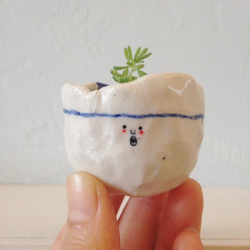大叫的小容器--多肉小容器  辦公桌小物  療癒系 - 盆栽/植栽 - 陶 白色
