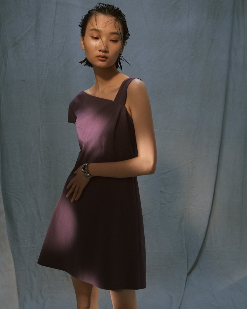 One-shoulder mini dress /Dark Violet