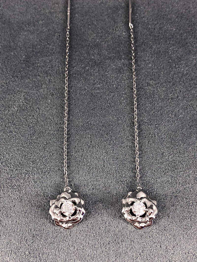 18K/ 925 SIlver Romantic Rose Earrings - Earrings & Clip-ons - Precious Metals Silver