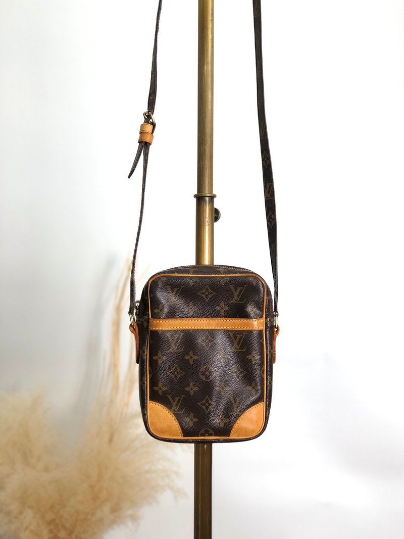 【 日本直送　名牌中古包 】LOUIS VUITTON ルイヴィトン モノグラム ショルダーバッグ ブラウン PVC レザー ダヌーブ 3e3khr - 側背包/斜背包 - 真皮 咖啡色