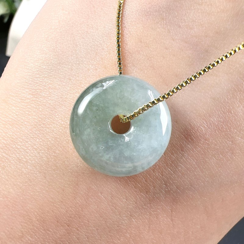 【A Wish for Peace】Ice-Glow Green Jadeite Ping An Kou Pendant | Natural Burmese Jadeite Grade A | Gift Ready - พวงกุญแจ - หยก สีเขียว