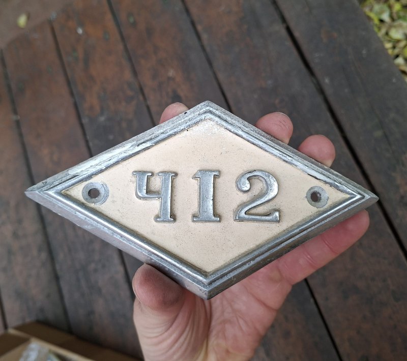 412 door number sign vintage address house number plaque rhombus shape - 門簾/門牌 - 鋁合金 