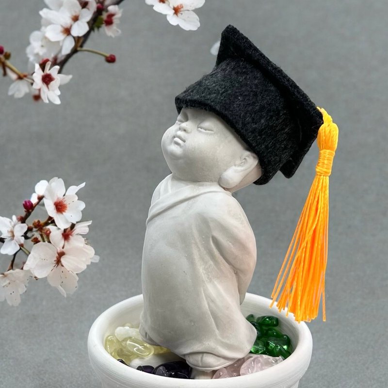 畢業禮贈 畢業季 淨念吉祥小佛之惟心 五行水晶盤組 祝鵬程萬里 - 公仔/玩偶 - 水泥 白色
