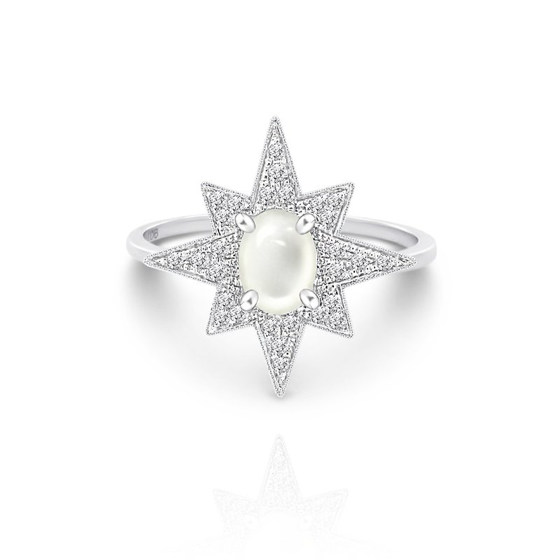 冰玻白翡鑽石戒指 - 星星 - 戒指 - 玉石 