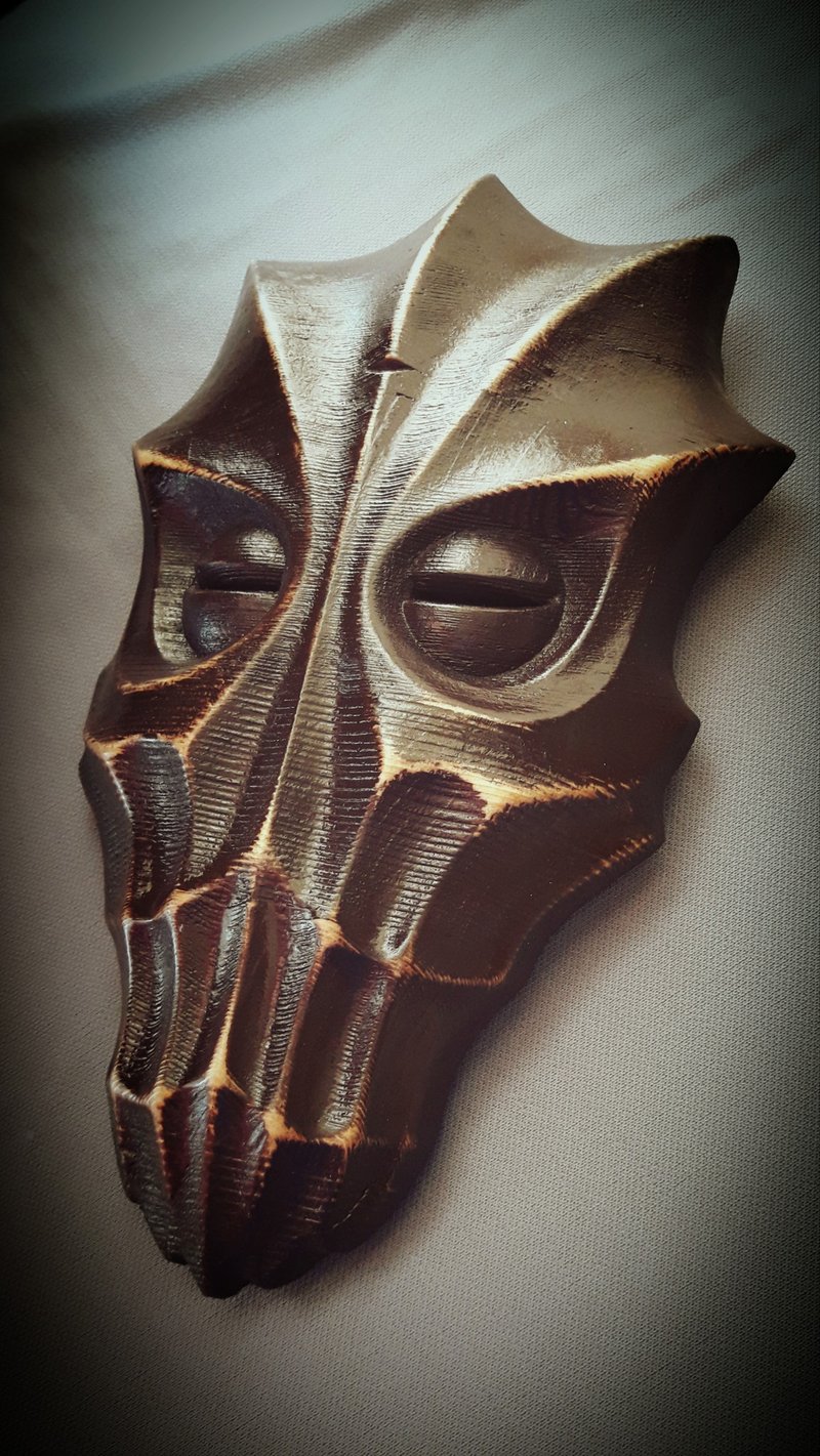 Skyrim Azidal Dragon Priest mask wall decor Dovakin skyrim - 壁貼/牆壁裝飾 - 木頭 咖啡色
