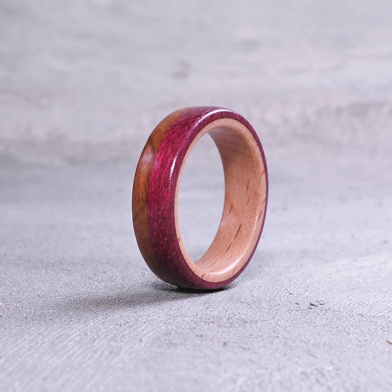 Classic wooden ring Teak & Purple Heart x Beech - General Rings - Wood 