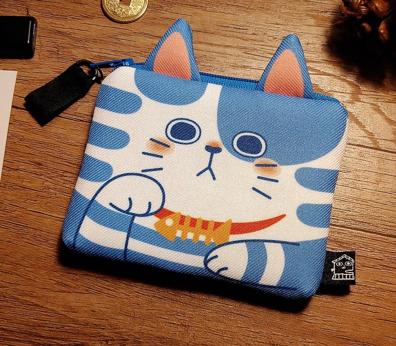 Modeling coin purse-【striped cat】 - กระเป๋าใส่เหรียญ - เส้นใยสังเคราะห์ 