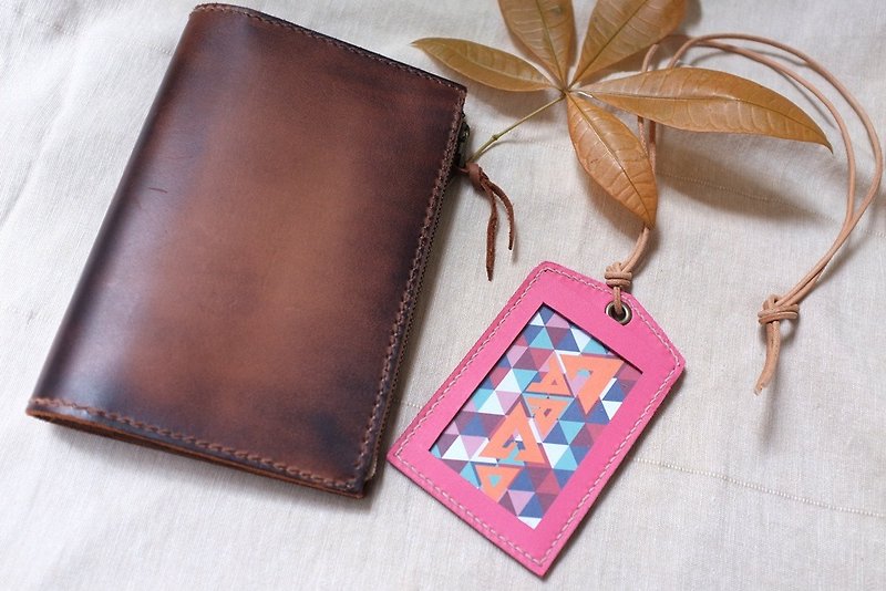 Two - color identification - ID & Badge Holders - Genuine Leather Pink
