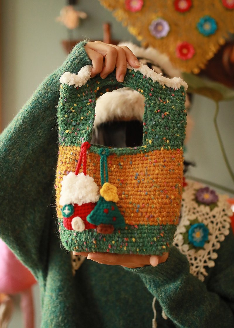 Autumn Fairy Tale Cottage#Christmas gift Liangben handmade pure handmade autumn house bag handbag - กระเป๋าถือ - ผ้าฝ้าย/ผ้าลินิน 