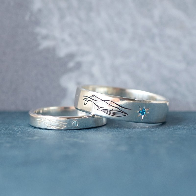 Fin Whale, Whale Couple Ring.Handmade 925 Sterling Silver Ring. - แหวนทั่วไป - เงินแท้ สีเงิน