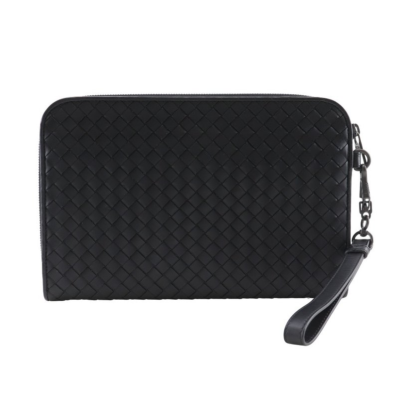 【日本直送】ボッテガヴェネタ BOTTEGAVENETA イントレチャート クラッチバッグ カーフ 黒 メンズ【中古】 - 手拿包 - 真皮 黑色