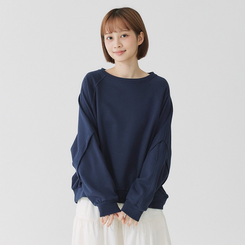 【Simply Yours】Patchwork Batwing Sleeve Top - blue One Size - Women's Tops - Cotton & Hemp Blue