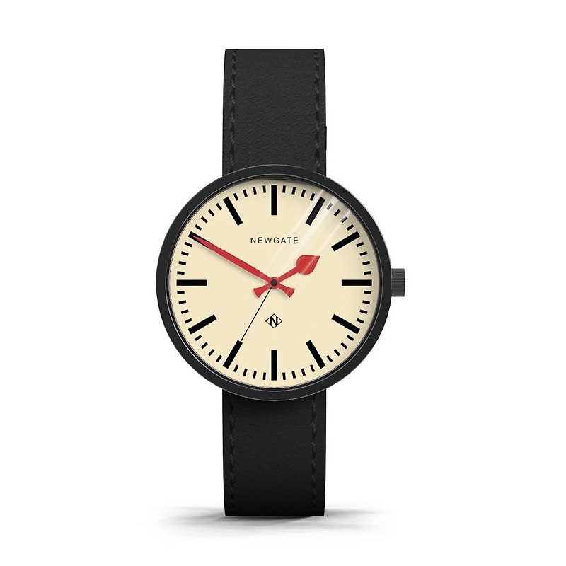 Newgate-DRUMMER-Classic England-Italian Leather Strap-40mm - นาฬิกาผู้ชาย - วัสดุอื่นๆ สีดำ