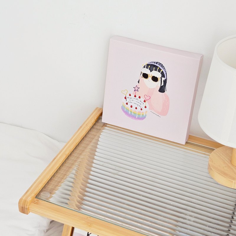 Gift Exchange Original | Frameless Art | Home Decor | Birthday Gift | [Short-Haired Girl] - โปสเตอร์ - วัสดุอื่นๆ สึชมพู