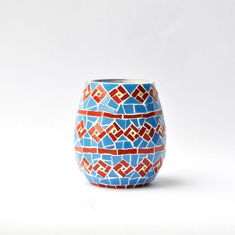 Square and round/ Handmade mosaic candlestick/ Vase/ Home decoration - เทียน/เชิงเทียน - แก้ว 