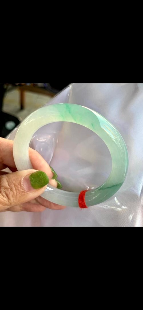 Good Morning Studio 冰種玉鐲 天然翡翠玉鐲 A玉 手鐲 • 冰種金絲綠飄花翡翠圓鐲
