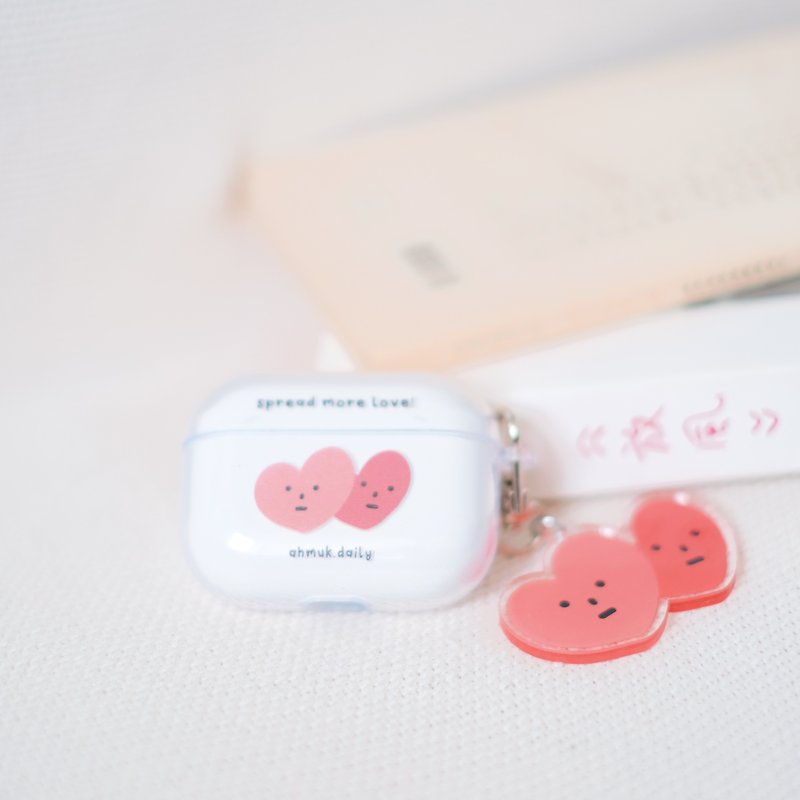Two little hearts AIRPODS / PRO anti-fall protective case | Amu's daily life - Headphones & Earbuds Storage - Plastic 