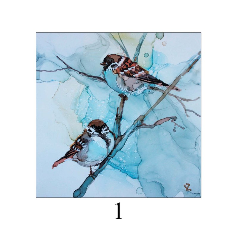 鳥類素描 13*13 cm. - 壁貼/牆壁裝飾 - 其他材質 多色