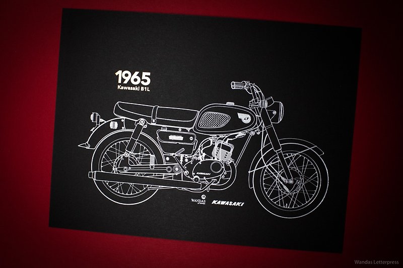 1965年 kawasaki b1 燙金凸版印刷 - 心意卡/卡片 - 紙 黑色