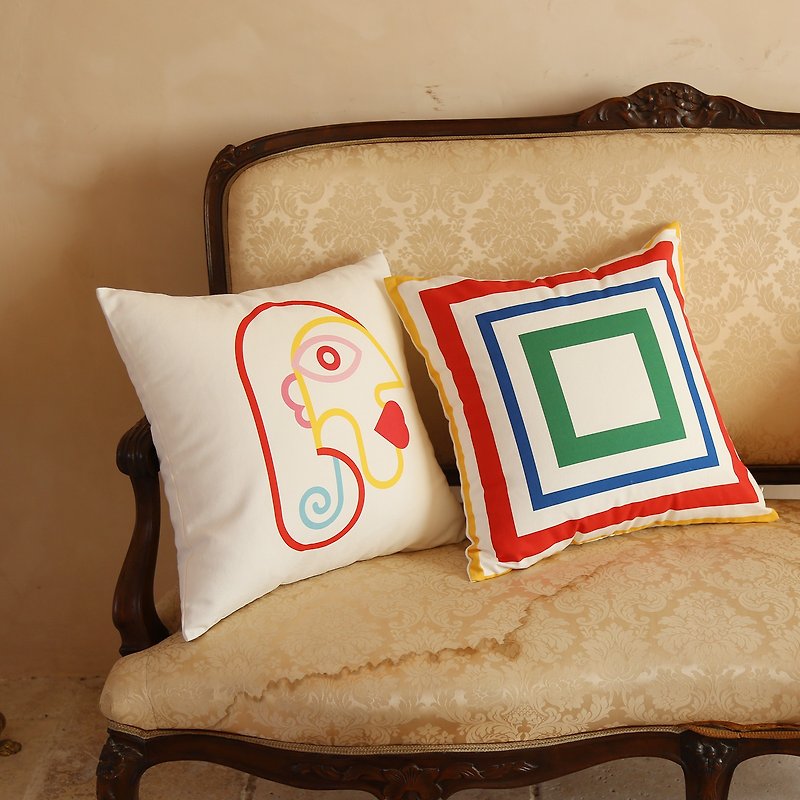 Nordic retro art abstract geometric printing cushion cotton throw pillow - Pillows & Cushions - Cotton & Hemp White