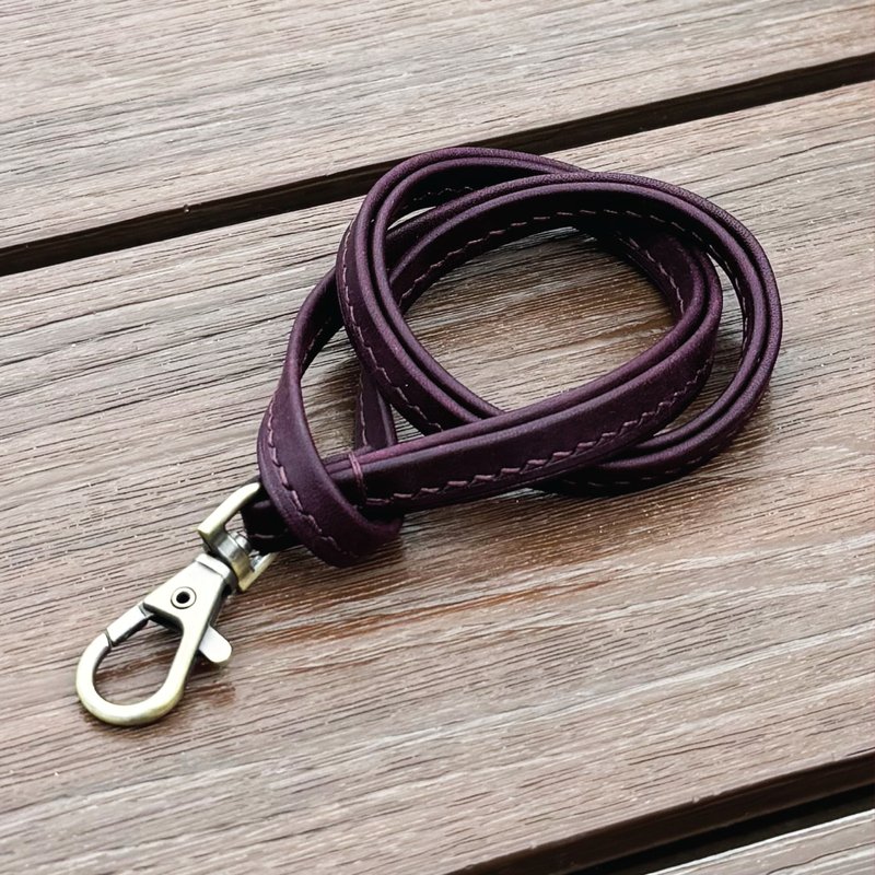 【Neckband】Purple Pueblo | Lanyard Strap | Handmade Leather in Hong Kong - เชือก/สายคล้อง - หนังแท้ สีม่วง