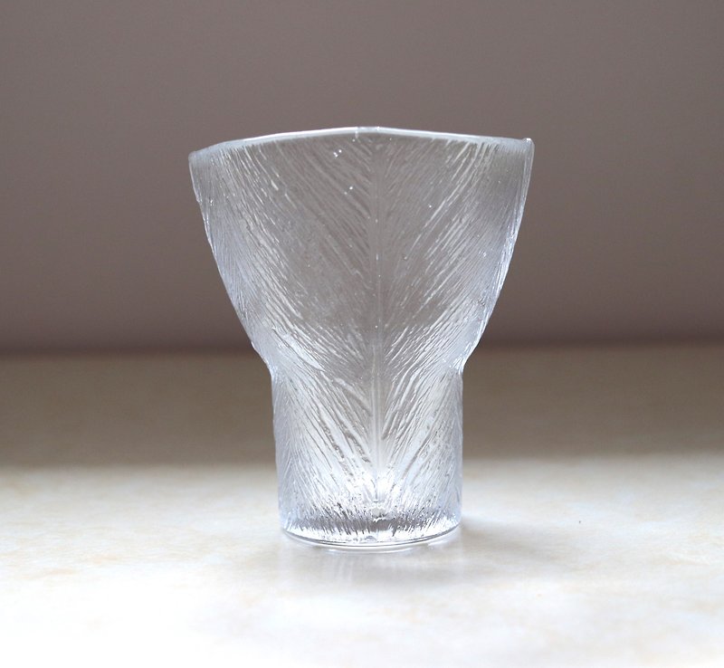 Finnish iittala Tuuli style line thick glass flower candle cup - Pottery & Ceramics - Glass Transparent