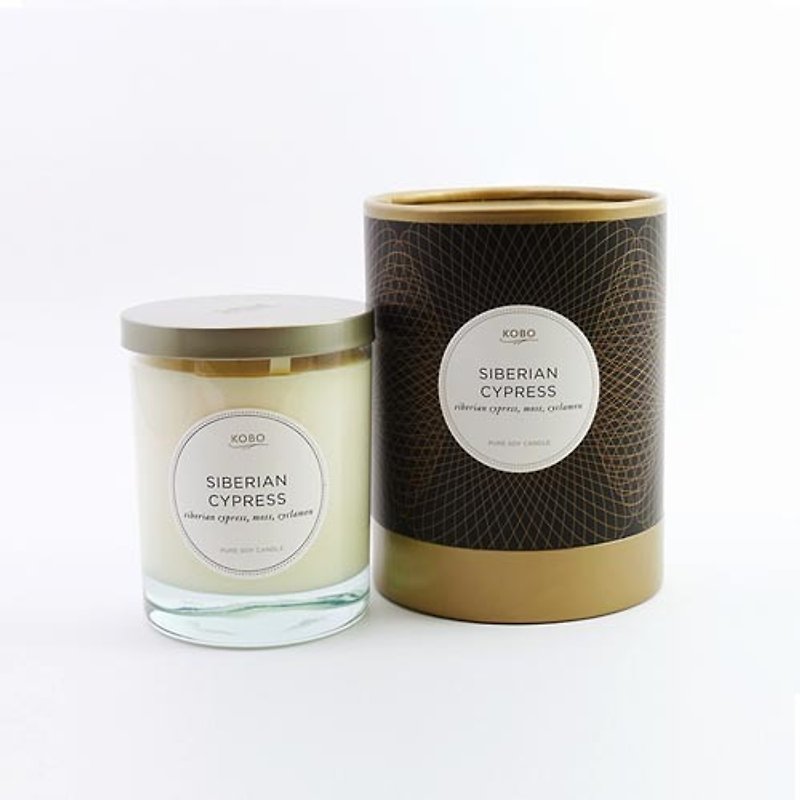 【KOBO】American Soybean Essential Oil Candle-Cypress of Siberia (330g/Can burn 80hr) - เทียน/เชิงเทียน - ขี้ผึ้ง 