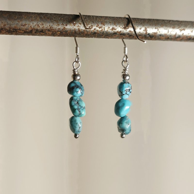 turquoise earrings - ต่างหู - เงินแท้ สีน้ำเงิน