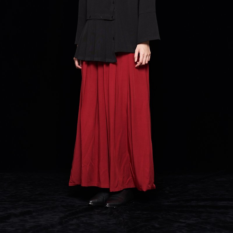 8 lie down . Flower 苞 折 wide pants - Women's Pants - Other Man-Made Fibers Red