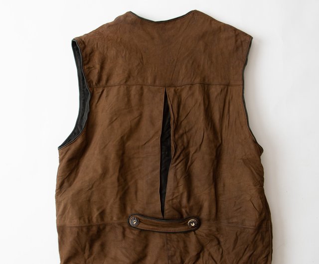トップス vintage leather patchwork Tyrolean vest Genuine Waxed Leather Cowboy Vest – Boho Living Room