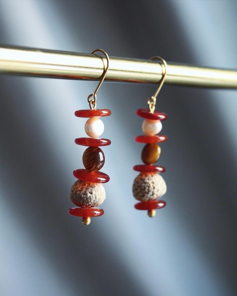 Free shipping | Environmental protection concept | Artistic style | s925 | Dried fruit earrings - ต่างหู - วัสดุอีโค สีแดง