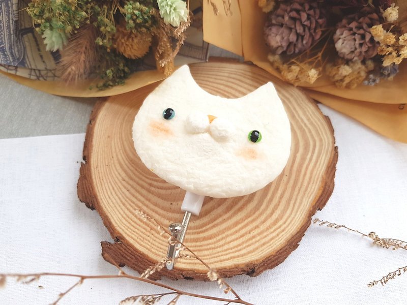Cat Magnet Hook - (Differential White Cat) - Hangers & Hooks - Clay White