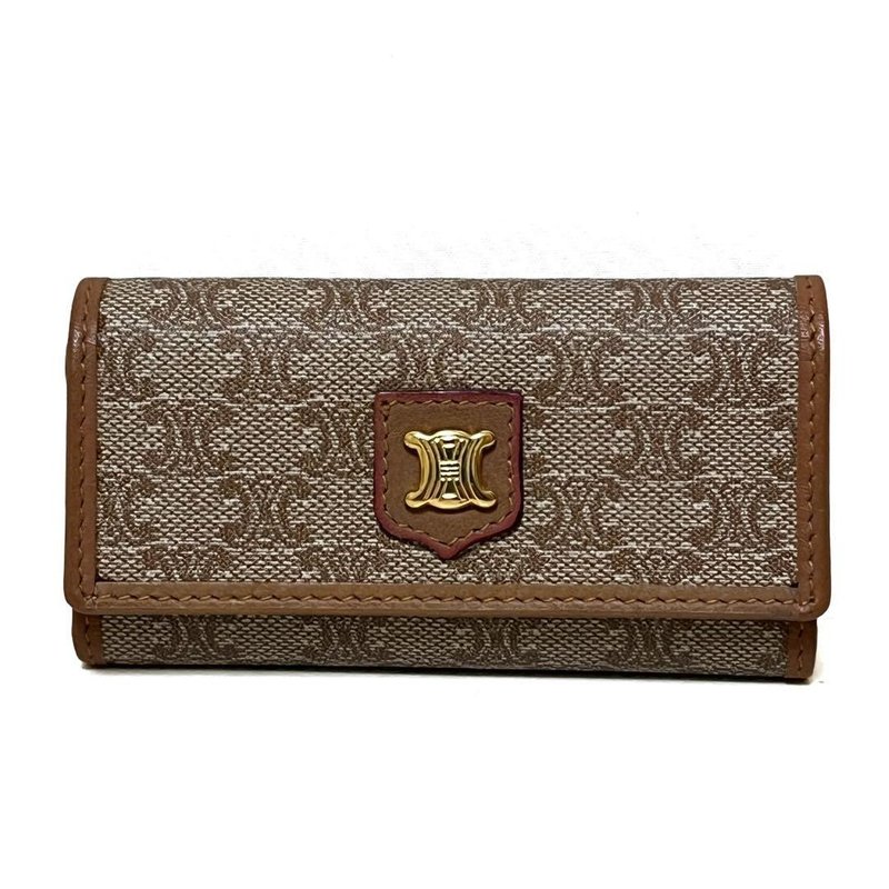本物 CELINE セリーヌ キーケース 4連 マカダム PVC ベージュ 美品 中古 - 鑰匙圈/鑰匙包 - 其他材質 