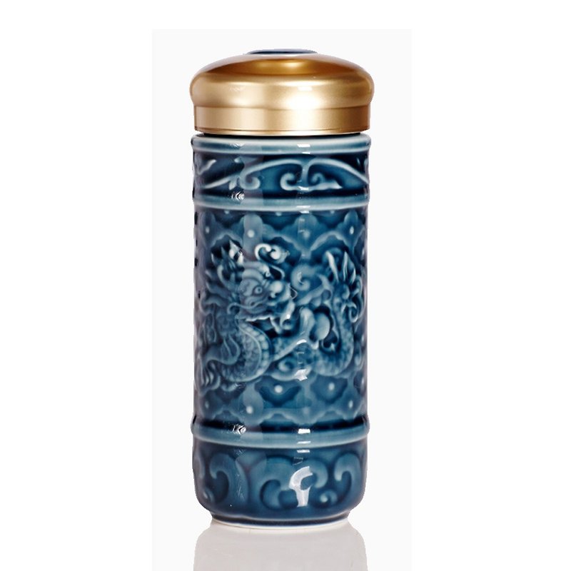 Feiyue Xianglong portable cup / large / double layer / mine blue - กระติกน้ำ - เครื่องลายคราม 