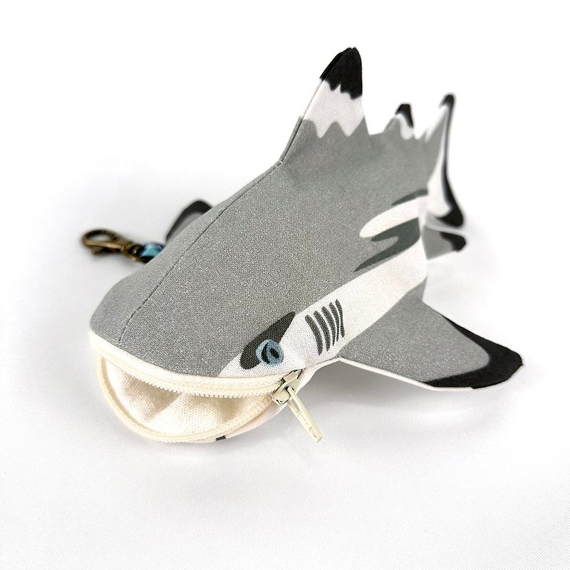Design No.BRS141 - 【Oxford Fabric】Blacktip Reef Shark Purses - Coin Purses - Cotton & Hemp Gray