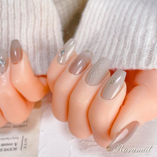 ネイルチップ/リボンニット/冬/マグネット/サイズ指定オーダー