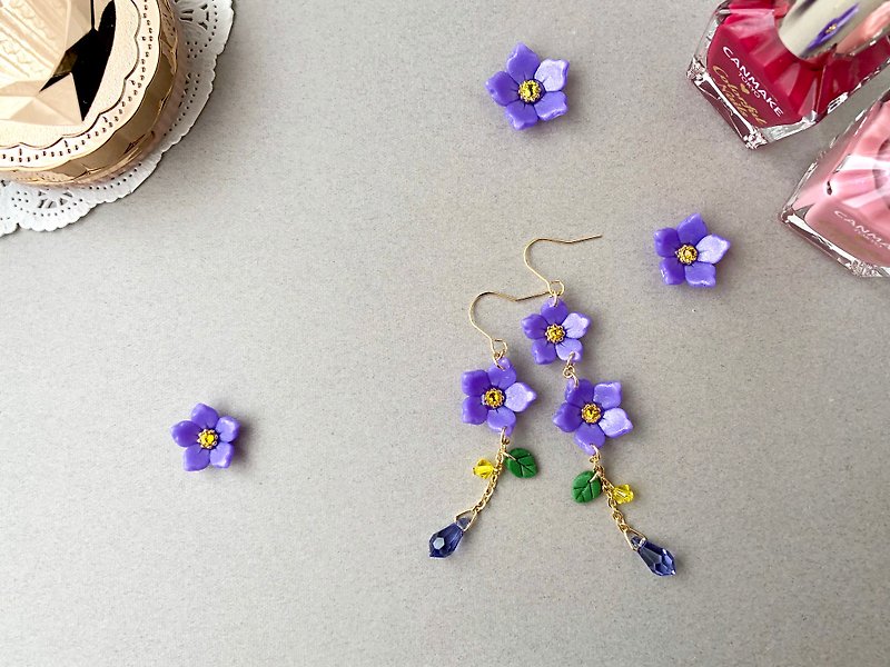 Kikyo [metal allergy correspondence] earrings or earrings Swarovski shakes kikyo - Earrings & Clip-ons - Clay Purple