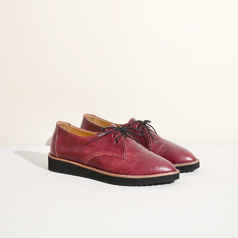 Platform Derby | Crimson - Women's Oxford Shoes - Genuine Leather Red