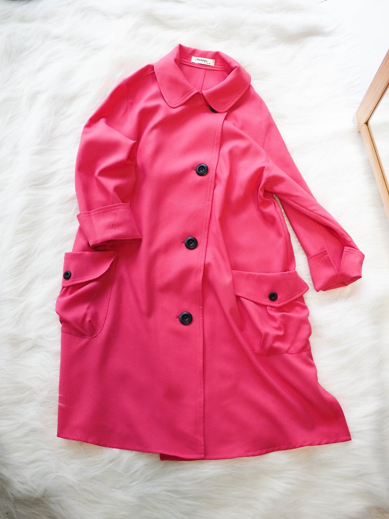 Shizuoka peach dream romantic romantic afternoon tour antique thin windbreaker jacket trench_coat dustcoat - Women's Casual & Functional Jackets - Polyester Pink
