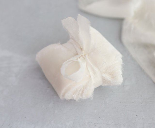 White silk velvet ribbon